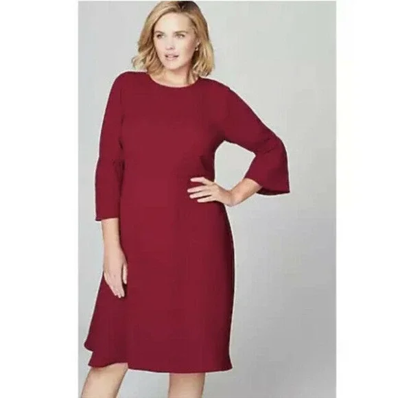 J. Jill | Dresses | J Jill By Christian Siriano Bell Sleeve Maroon Red  Dress Petite Nwt | Poshmark